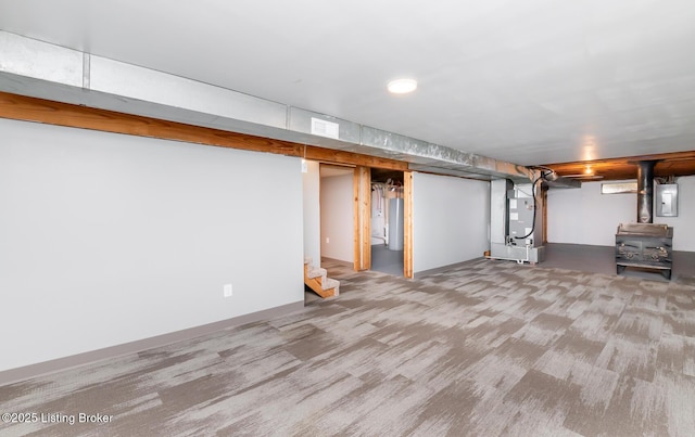 3009 Huberta Dr, Louisville, KY 40216 - finished below grade area with electric panel, heating unit, stairway, and carpet floors