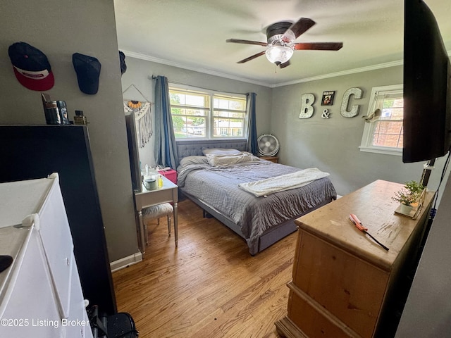 4919 Ferrer Way, Louisville, KY 40291 - bedroom featuring crown molding, light wood finished floors, and a ceiling fan
