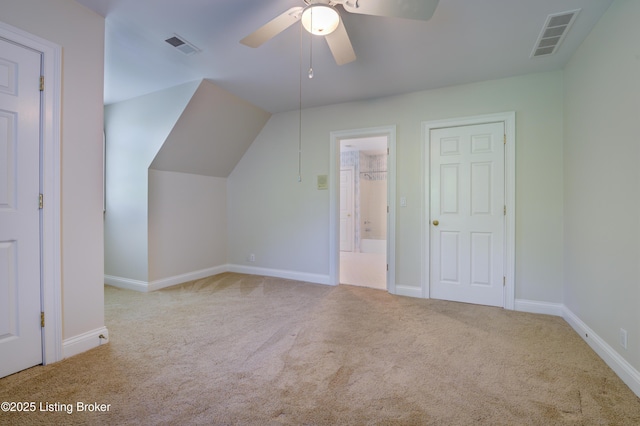 5302 Olde Creek Way, Prospect, KY 40059 - additional living space featuring carpet flooring, ceiling fan, baseboards, and lofted ceiling