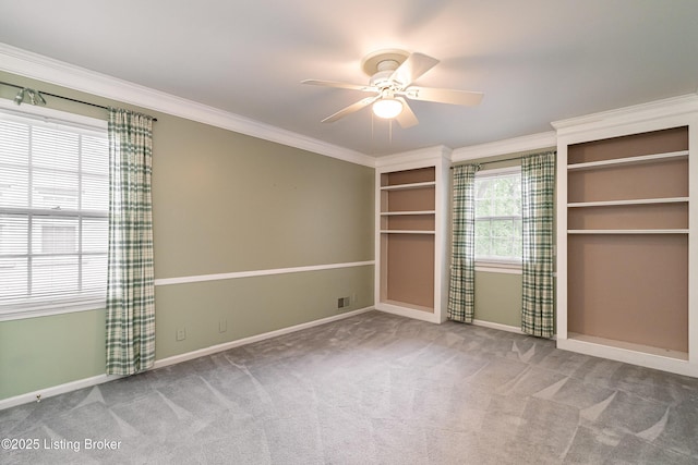 3920 Elfin Ave, Louisville, KY 40207 - unfurnished bedroom with ornamental molding, carpet, baseboards, and ceiling fan