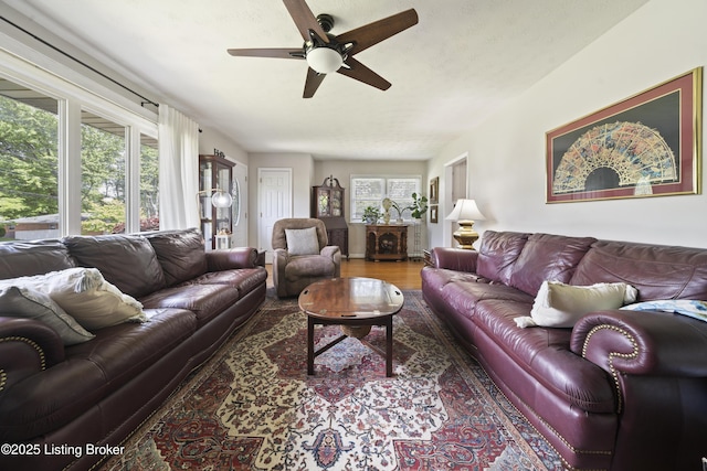 5506 Bamberrie Cross Rd, Louisville, KY 40214 - living room with a ceiling fan and wood finished floors