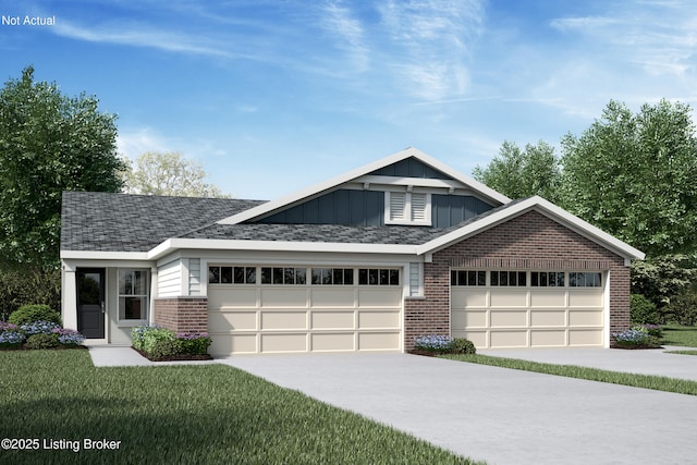 228 Harvest Point Way Unit 228B, Mt Washington, KY 40047 - view of front facade with brick siding, board and batten siding, driveway, and an attached garage