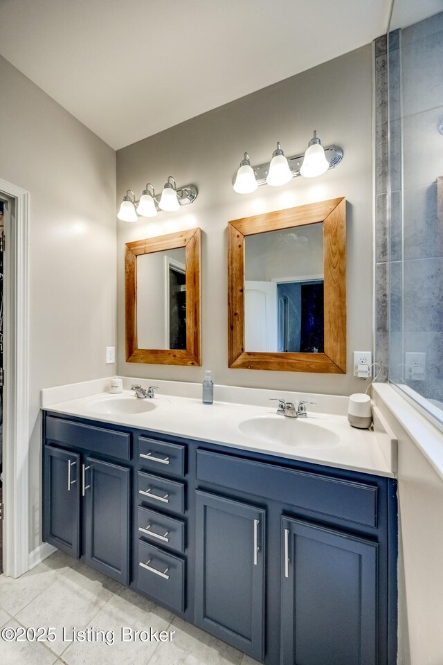3928 Creek Meadow Dr, La Grange, KY 40031 - full bath featuring double vanity and tile patterned floors