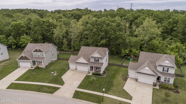 3928 Creek Meadow Dr, La Grange, KY 40031 - aerial view of property and surrounding area featuring a heavily wooded area