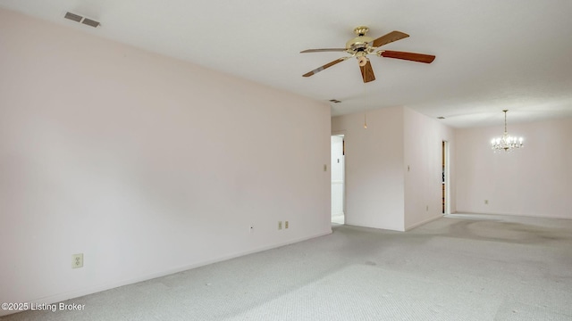 3030 Breckenridge Ln Unit 108, Louisville, KY 40220 - unfurnished room with light carpet, ceiling fan, a chandelier, and baseboards