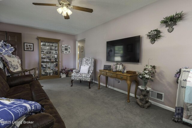 7407 Beahl Blvd, Louisville, KY 40258 - carpeted living room featuring a ceiling fan and baseboards
