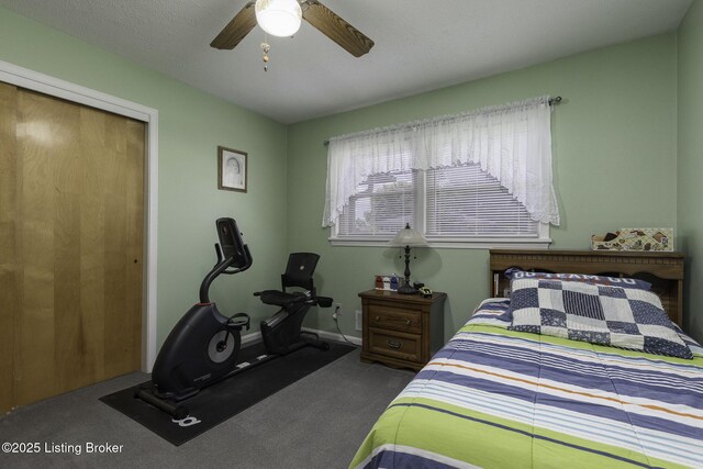 7407 Beahl Blvd, Louisville, KY 40258 - bedroom with carpet floors, a ceiling fan, baseboards, and a closet