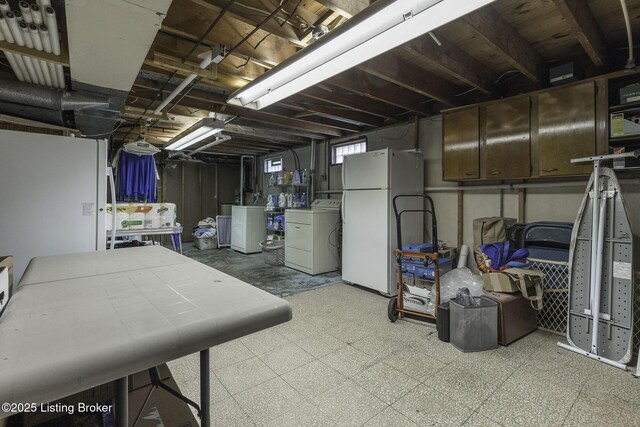 7407 Beahl Blvd, Louisville, KY 40258 - below grade area with freestanding refrigerator and washing machine and clothes dryer
