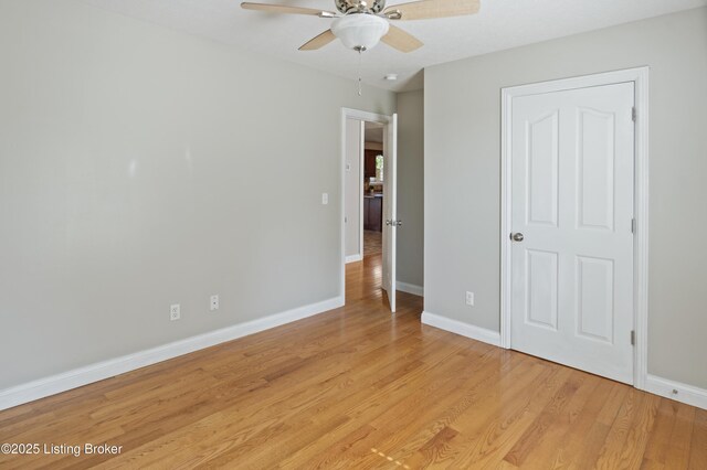 1020 Polley Dr, Bardstown, KY 40004 - unfurnished bedroom featuring light wood-style flooring, baseboards, and a ceiling fan