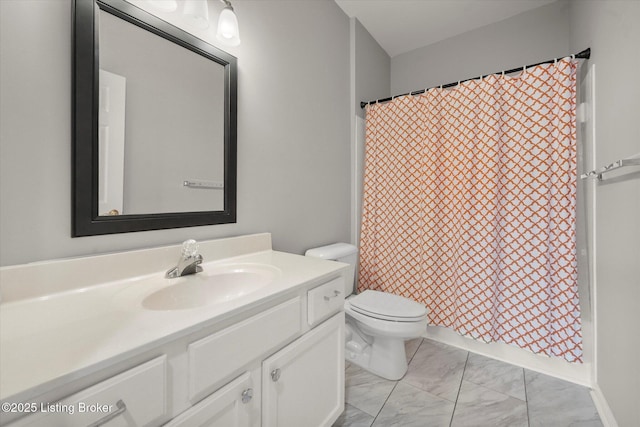 5010 Cotehele Pl, Louisville, KY 40241 - bathroom featuring marble look tiles, toilet, and vanity