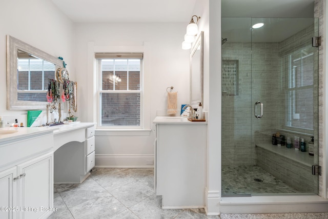 2220 Alta Ave, Louisville, KY 40205 - full bath with a stall shower, vanity, and plenty of natural light