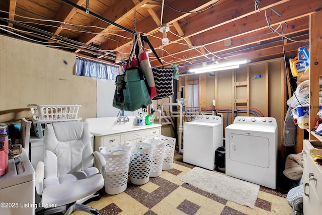 9926 Silverwood Ln, Louisville, KY 40272 - washroom with washer and clothes dryer and tile patterned floors