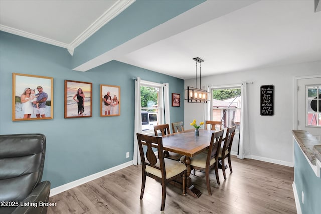 9926 Silverwood Ln, Louisville, KY 40272 - dining room featuring wood finished floors, healthy amount of natural light, baseboards, and ornamental molding