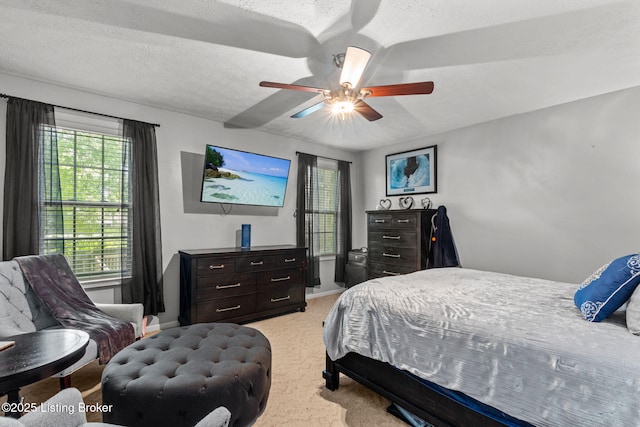 4308 Fence Pl, Louisville, KY 40241 - bedroom with light colored carpet, ceiling fan, baseboards, and a textured ceiling