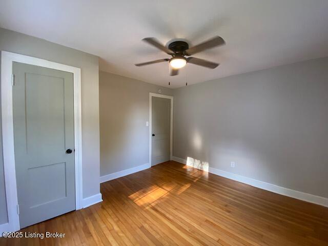 820 Johnson St, Bardstown, KY 40004 - spare room with ceiling fan, baseboards, and light wood-style floors