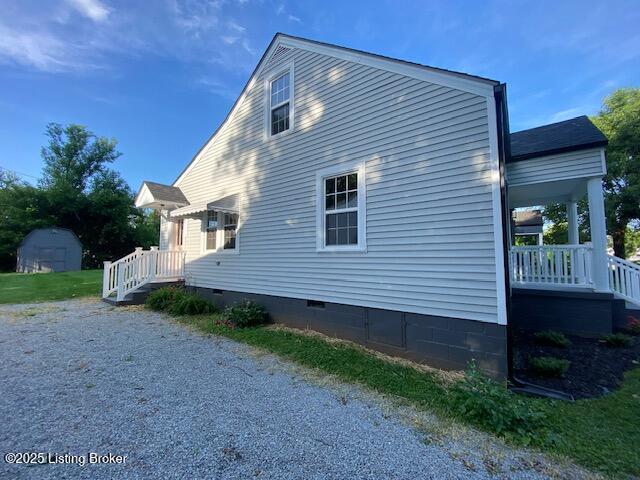 820 Johnson St, Bardstown, KY 40004 - view of home's exterior featuring crawl space and covered porch