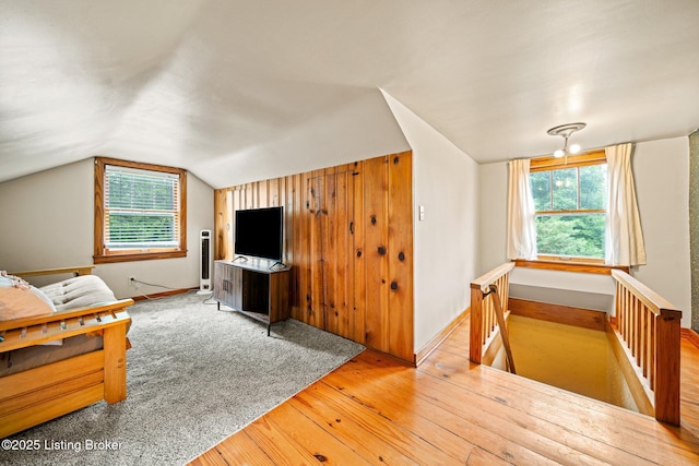 1883 Allgeier Ct, Louisville, KY 40213 - unfurnished bedroom with hardwood / wood-style floors, baseboards, and vaulted ceiling