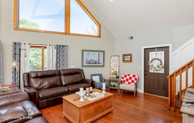 151 Pleasant Railway, Taylorsville, KY 40071 - living area with high vaulted ceiling and wood finished floors
