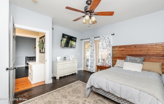 151 Pleasant Railway, Taylorsville, KY 40071 - bedroom with wood finished floors, ceiling fan, and baseboards