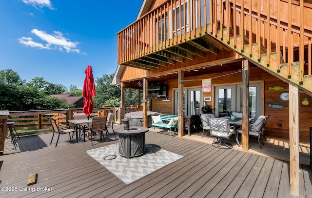 151 Pleasant Railway, Taylorsville, KY 40071 - wooden deck with outdoor dining area
