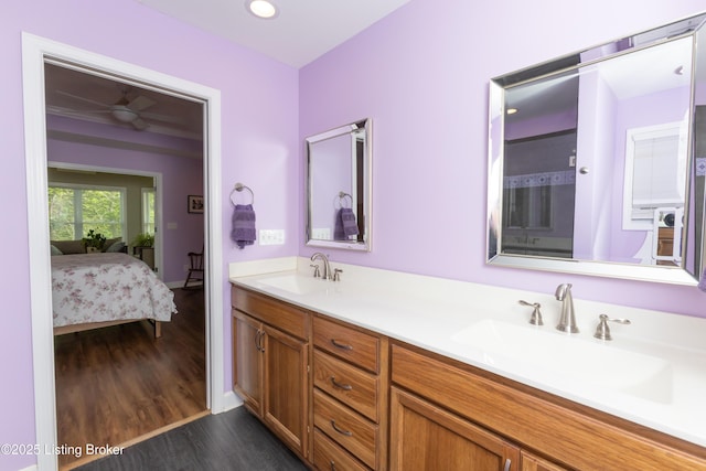 4701 Lost Valley Dr, Crestwood, KY 40014 - ensuite bathroom featuring double vanity and wood finished floors