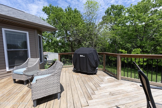 4701 Lost Valley Dr, Crestwood, KY 40014 - deck featuring area for grilling and view of wooded area