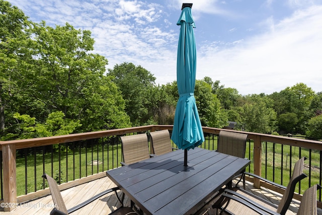4701 Lost Valley Dr, Crestwood, KY 40014 - wooden terrace with outdoor dining space and a yard