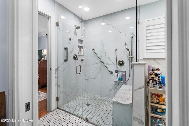 12104 Locust Ln, Anchorage, KY 40223 - full bath with a marble finish shower