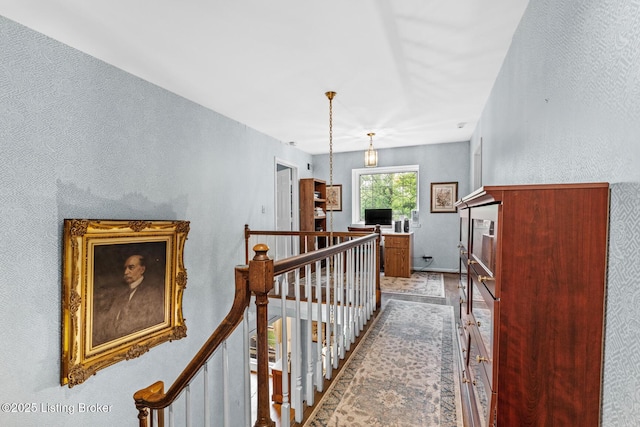 12104 Locust Ln, Anchorage, KY 40223 - hall with an upstairs landing and a textured wall
