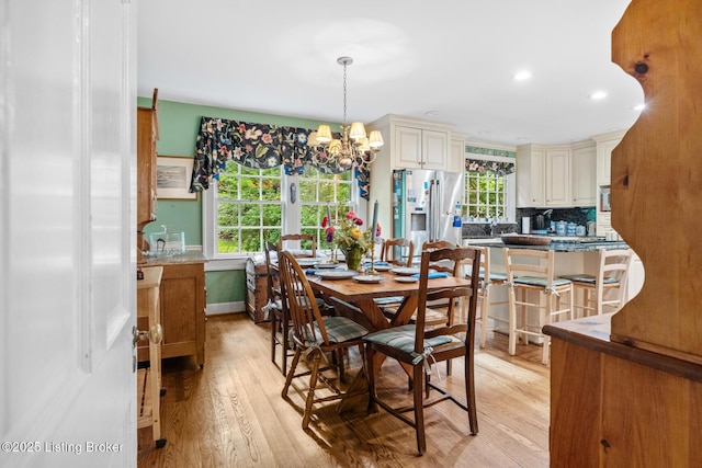 12104 Locust Ln, Anchorage, KY 40223 - dining room with light wood-style floors, recessed lighting, and a chandelier