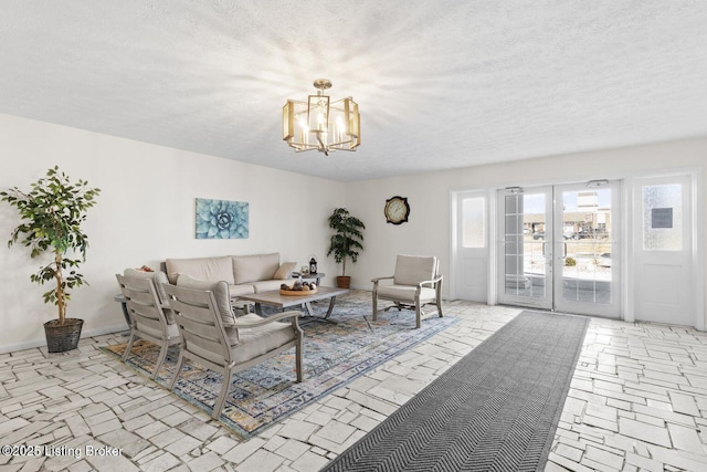 314 El Conquistador Pl, Louisville, KY 40220 - living area with a chandelier and a textured ceiling