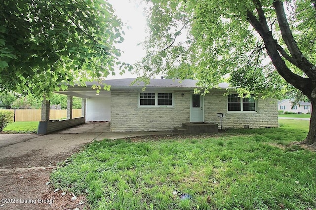 485 Hazzard St, Scottsburg, IN 47170 - ranch-style house with stone siding, driveway, and a carport