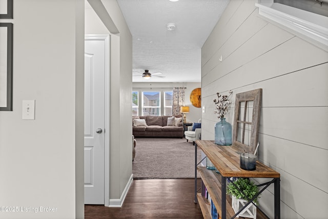 1130 Cherry Hollow Rd, La Grange, KY 40031 - hall with a textured ceiling and dark wood-type flooring