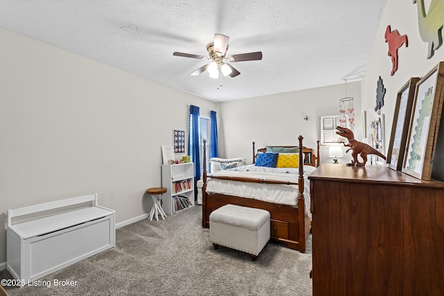 1130 Cherry Hollow Rd, La Grange, KY 40031 - carpeted bedroom featuring baseboards, a textured ceiling, and ceiling fan