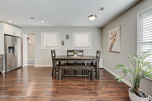 3400 Dell Rd, Louisville, KY 40299 - dining space featuring baseboards, dark wood finished floors, and recessed lighting