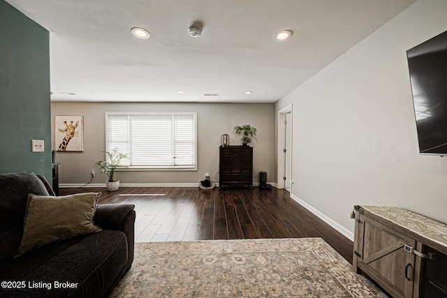 3400 Dell Rd, Louisville, KY 40299 - living room with dark wood-type flooring, baseboards, and recessed lighting