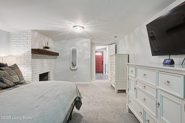 3400 Dell Rd, Louisville, KY 40299 - bedroom with light colored carpet and a brick fireplace