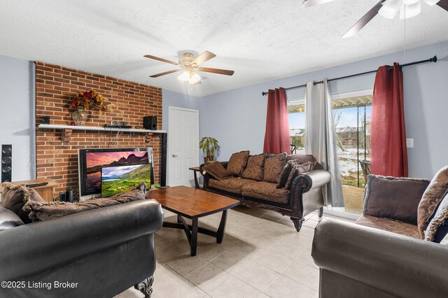 533 Wyandot Ct, Radcliff, KY 40160 - living area with a ceiling fan, a textured ceiling, and light tile patterned flooring