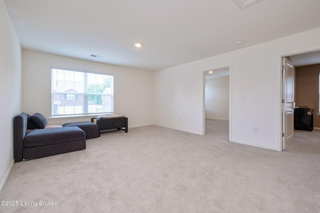 5806 Kellie Woods Dr, Louisville, KY 40258 - living area with light carpet and attic access