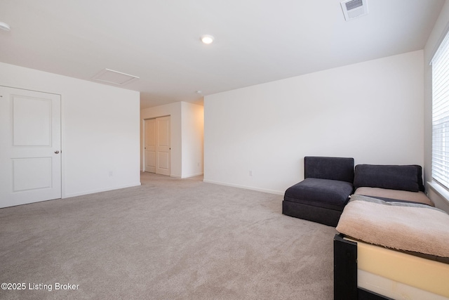5806 Kellie Woods Dr, Louisville, KY 40258 - sitting room featuring light colored carpet, plenty of natural light, attic access, and recessed lighting