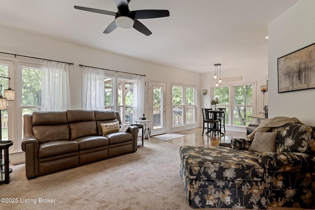 13512 Springs Station Rd, Louisville, KY 40245 - carpeted living room featuring a ceiling fan