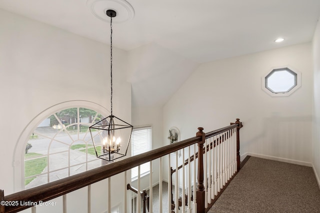 13512 Springs Station Rd, Louisville, KY 40245 - detailed view of a chandelier, carpet flooring, baseboards, and recessed lighting