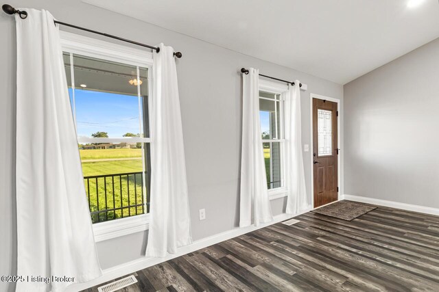 760 Leafdale Rd, Hodgenville, KY 42748 - entryway featuring dark wood finished floors, baseboards, and plenty of natural light