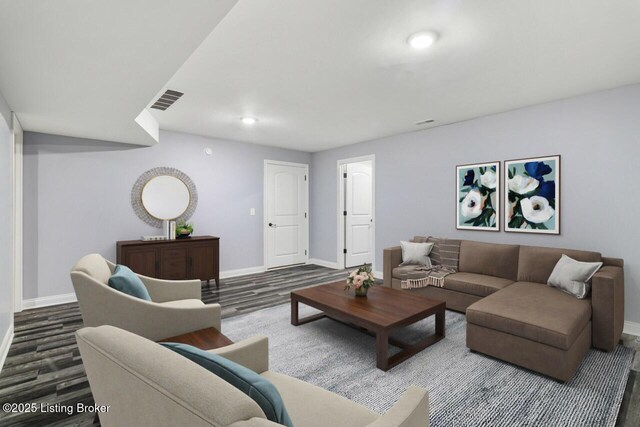 760 Leafdale Rd, Hodgenville, KY 42748 - living room with baseboards, wood finished floors, and recessed lighting