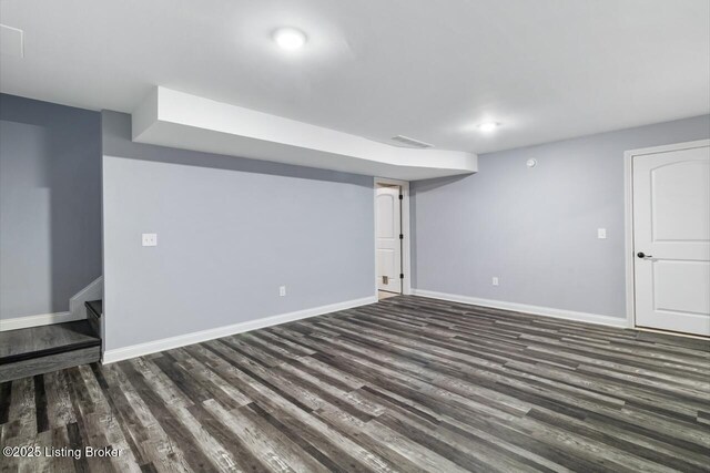 760 Leafdale Rd, Hodgenville, KY 42748 - finished below grade area featuring dark wood-style flooring and baseboards
