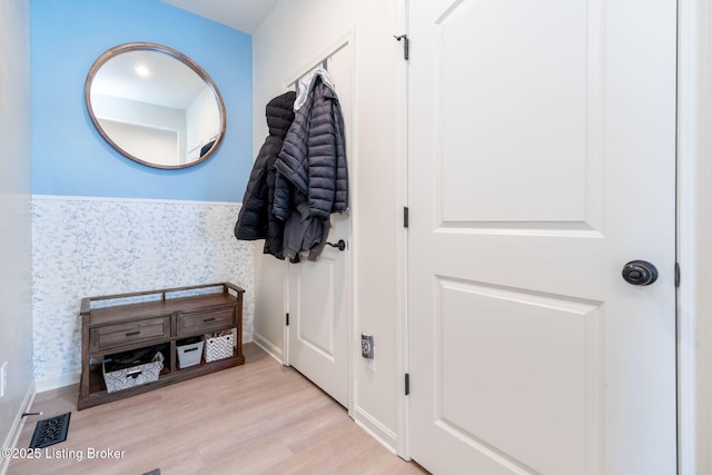 816 Snead Ct, Simpsonville, KY 40067 - mudroom featuring wallpapered walls and wood finished floors