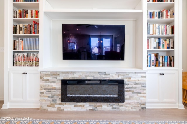 816 Snead Ct, Simpsonville, KY 40067 - detailed view of built in shelves and wood finished floors
