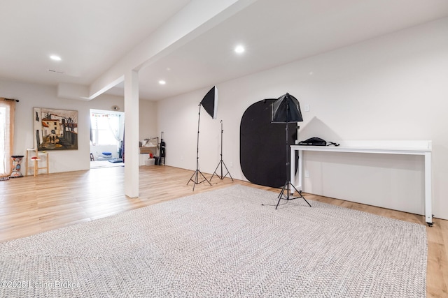 816 Snead Ct, Simpsonville, KY 40067 - workout room with wood finished floors, plenty of natural light, and recessed lighting