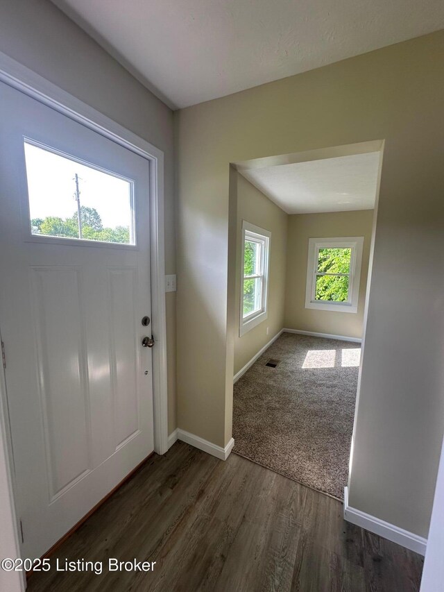 4515 Wolf Creek Rd, Battletown, KY 40104 - entryway with baseboards and dark wood-style flooring