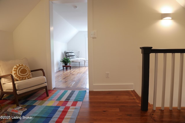 456 E Brandeis Ave, Louisville, KY 40217 - hall with hardwood / wood-style floors, lofted ceiling, and baseboards